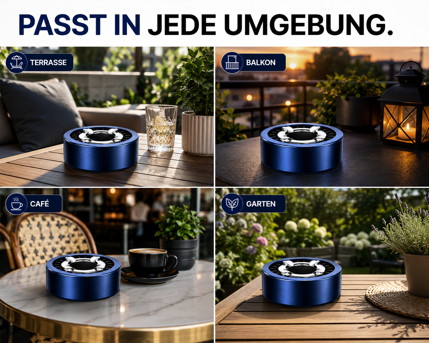 3x Aschenbecher Gluttöter Wind Balkon Bistro Rund Glut Killer Ascher Löscher Set
