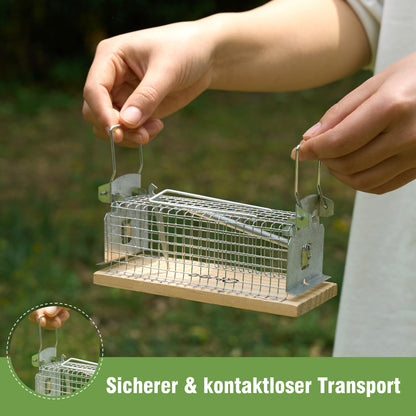 4x Mausefalle Lebend Drahtkasten Mäuse Tier Nager Falle Wiederverwendbar Holz