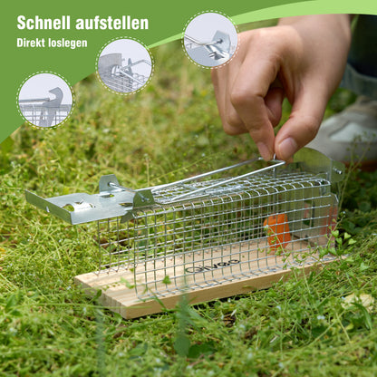4x Mausefalle Lebend Drahtkasten Mäuse Tier Nager Falle Wiederverwendbar Holz
