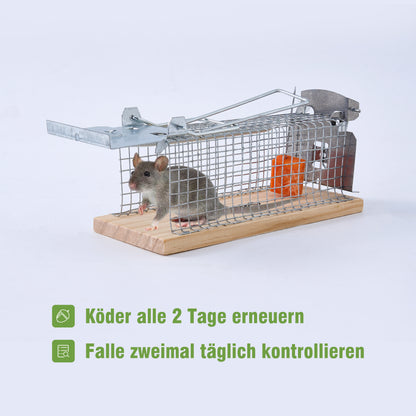 4x Mausefalle Lebend Drahtkasten Mäuse Tier Nager Falle Wiederverwendbar Holz