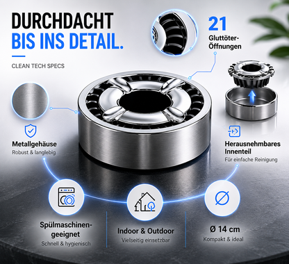 Aschenbecher mit Gluttöter, Windaschenbecher für außen runder Ascher Tabak
