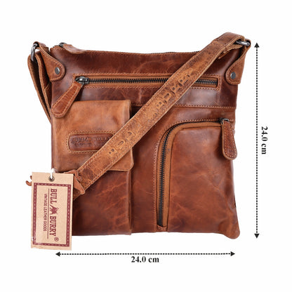 Leder Umhängetasche Herren Damen Schulter-Tasche Minibag Crossbag Bull Burry