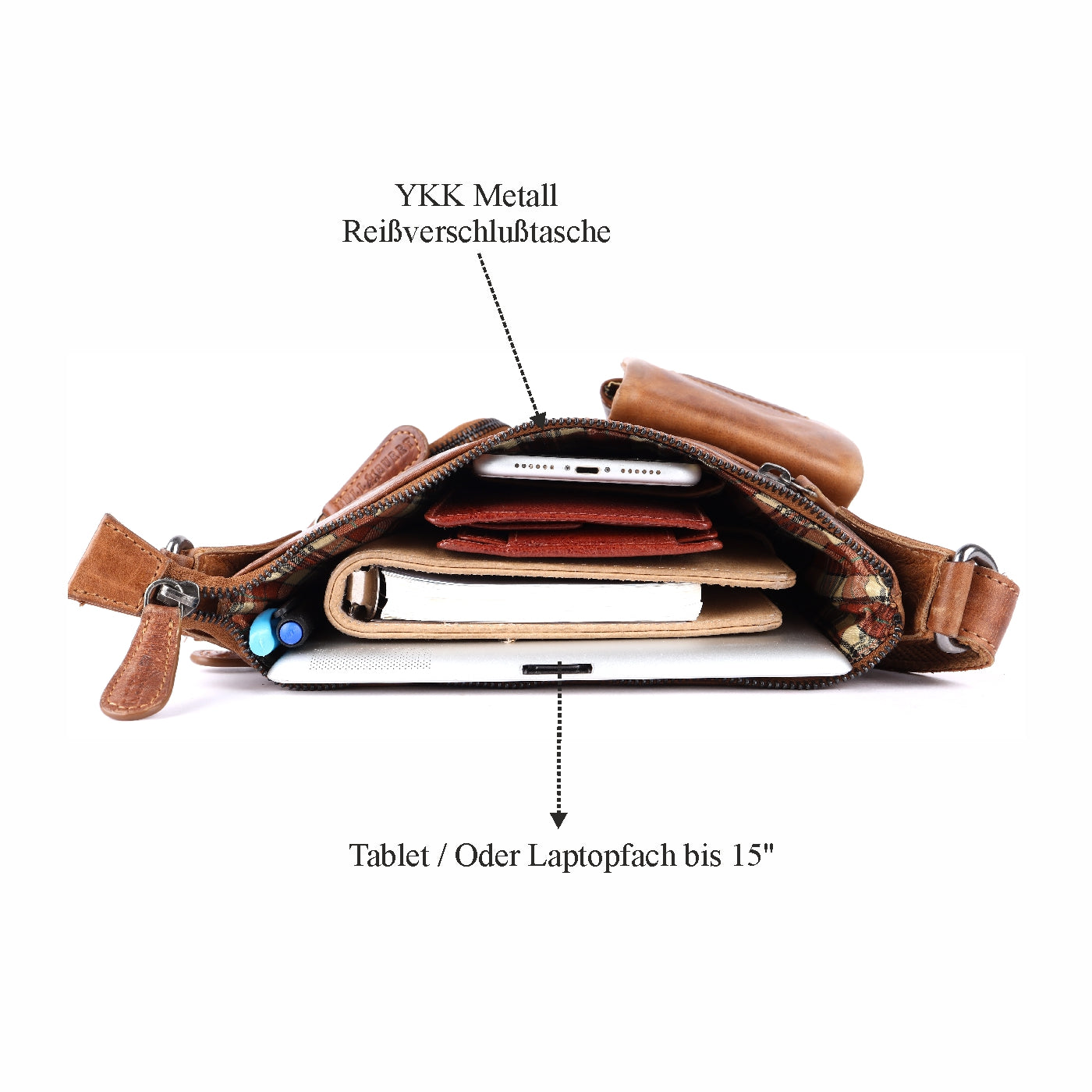 Leder Umhängetasche Herren Damen Schulter-Tasche Minibag Crossbag Bull Burry