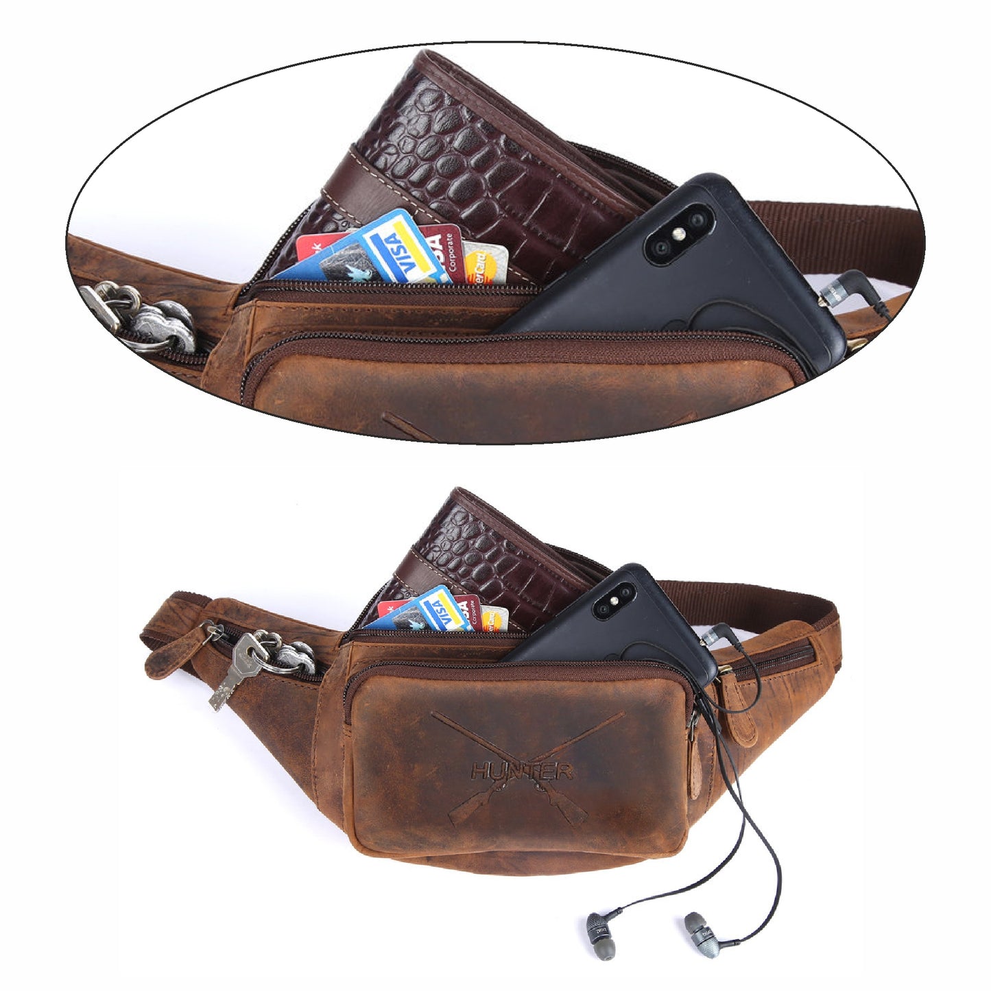 Bauchtasche Gürteltasche Hüfttasche Umhängetasche Crossbag Leder Sport Tasche