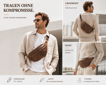 Bauchtasche Gürteltasche Hüfttasche Umhängetasche Crossbag Leder Sport Tasche