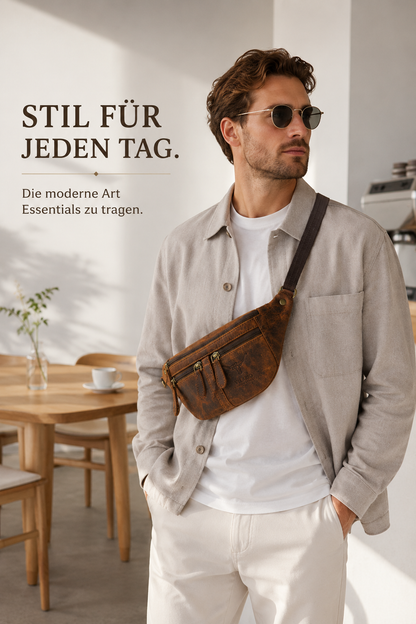 Bauchtasche echt Leder Gürteltasche Hüfttasche Umhängetasche Crossbag Tasche