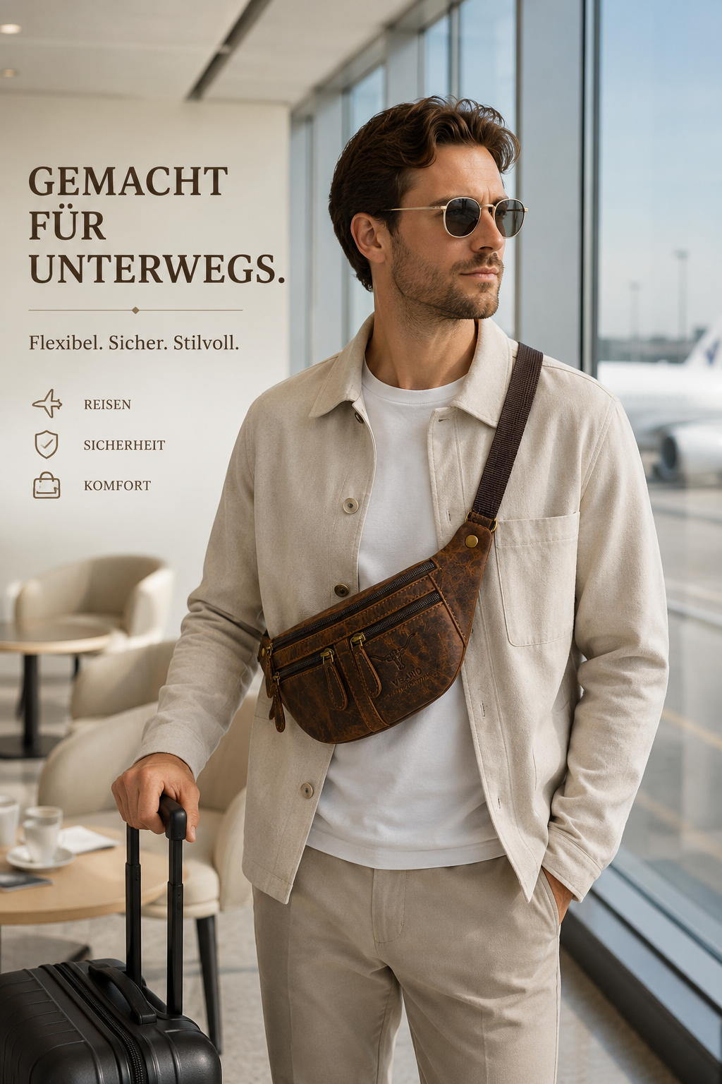 Bauchtasche echt Leder Gürteltasche Hüfttasche Umhängetasche Crossbag Tasche