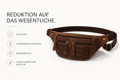 Bauchtasche echt Leder Gürteltasche Hüfttasche Umhängetasche Crossbag Tasche