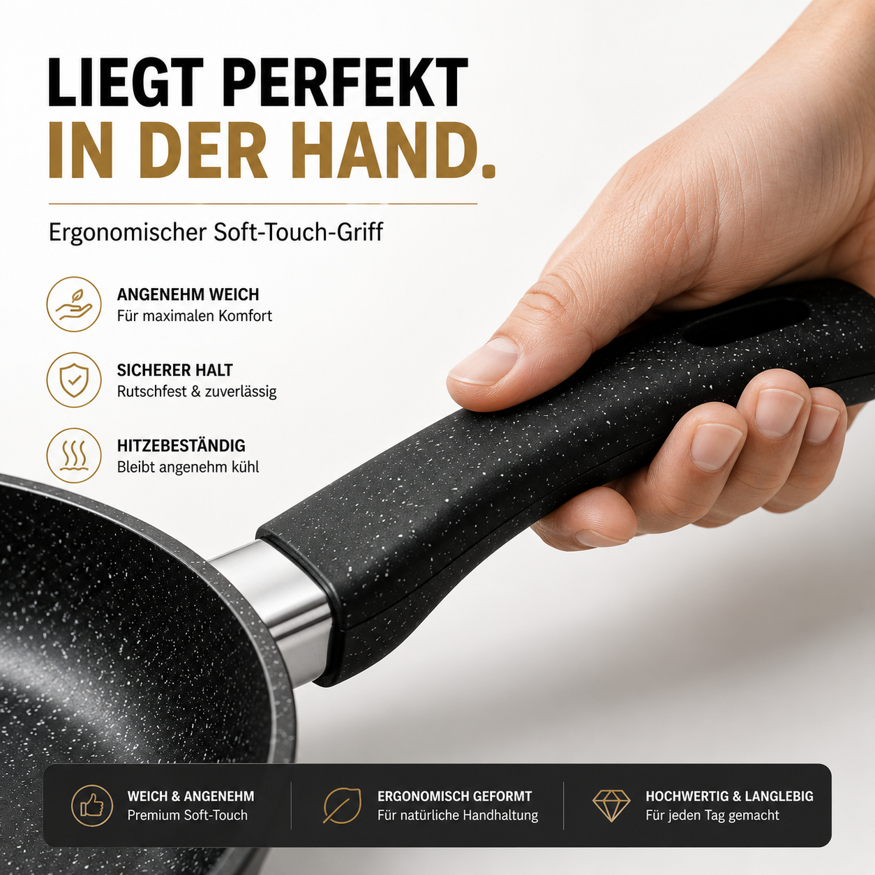 Bratpfannen-Set 3-teilig, Pfannenset 20/24/28 cm – Induktion & alle Herdarten, mit Soft-Touch-Griff & antihaftbeschichtet