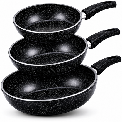 Bratpfannen-Set 3-teilig, Pfannenset 20/24/28 cm – Induktion & alle Herdarten, mit Soft-Touch-Griff & antihaftbeschichtet