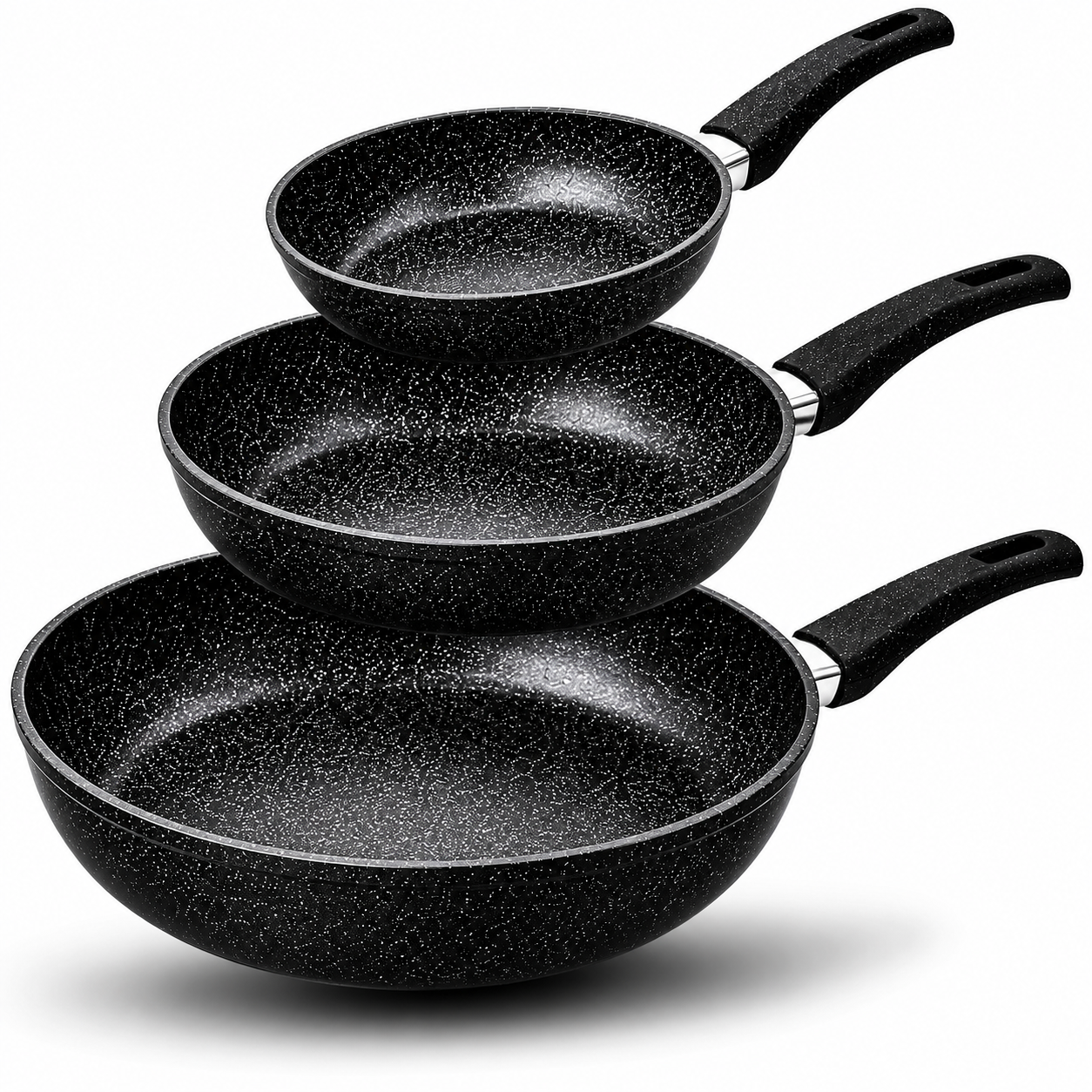 Pfannenset 3 Tlg Induktion Antihaft Brat Pfannen Set 20 24 28 cm Granit Qivee