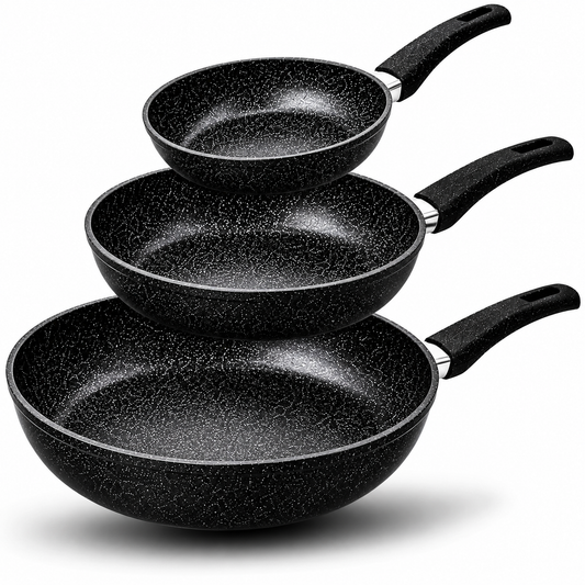Pfannenset 3 Tlg Induktion Antihaft Brat Pfannen Set 20 24 28 cm Granit Qivee