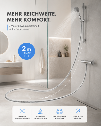 Brauseschlauch Duschschlauch Wanne Dusche Schlauch Bidet 2m 1/2" Edelstahl Qivee