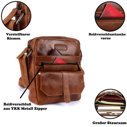 Echt Leder Umhängetasche Tasche Minibag Herren Damen Crossbag Bull & Burry