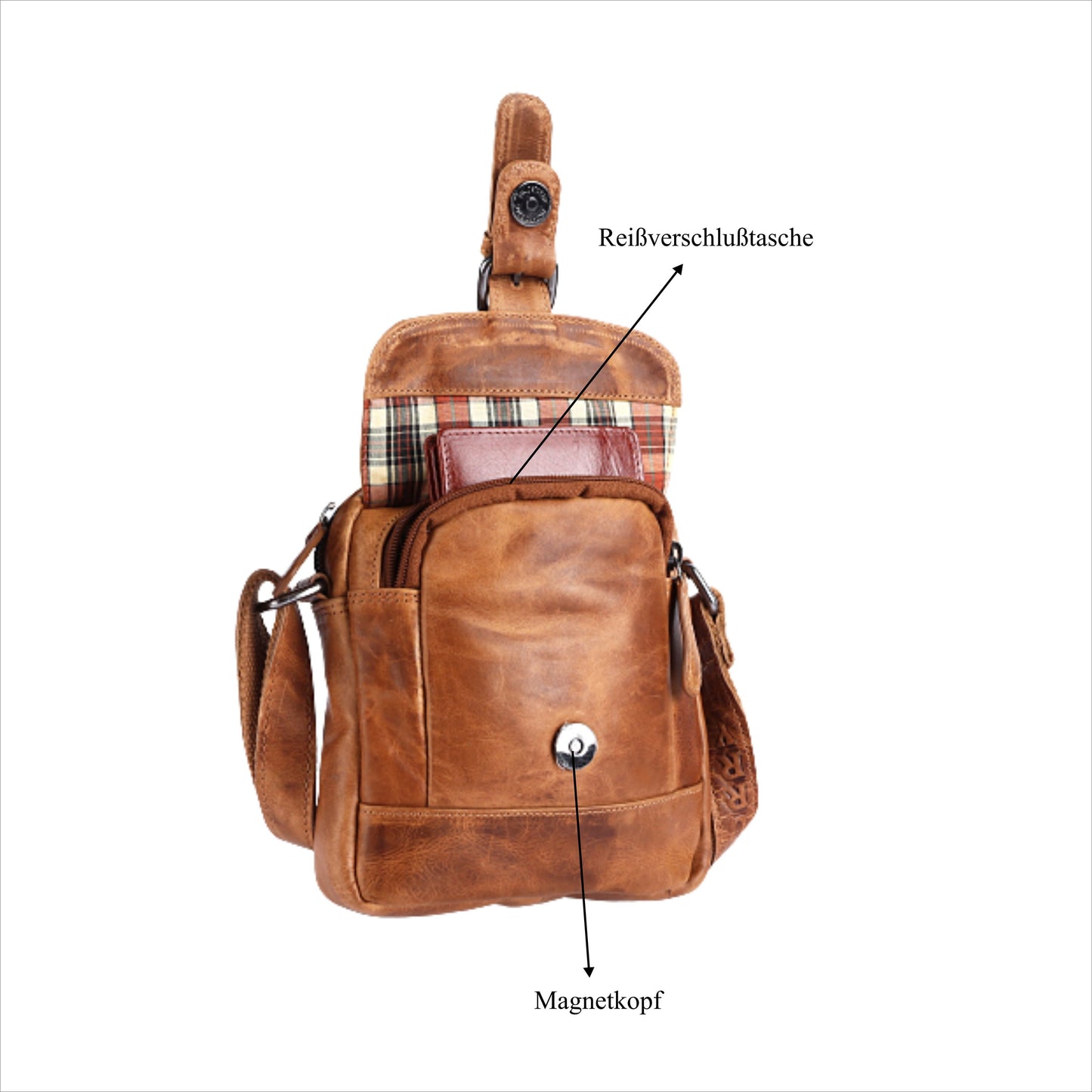 Leder Umhängetasche Herren Damen Schulter-Tasche Minibag Crossbag Bull & Burry