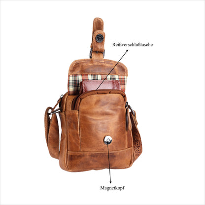 Leder Umhängetasche Herren Damen Schulter-Tasche Minibag Crossbag Bull & Burry