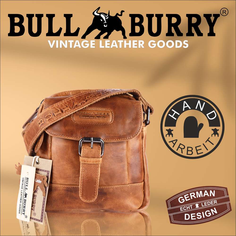 Leder Umhängetasche Herren Damen Schulter-Tasche Minibag Crossbag Bull & Burry