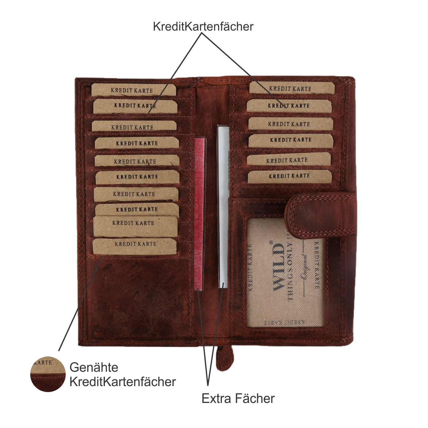 Echt Leder Geldbörse Damen Geldbeutel Luxus Büffelleder Portemonnaie Brieftasche