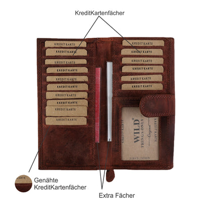 Echt Leder Geldbörse Damen Geldbeutel Luxus Büffelleder Portemonnaie Brieftasche