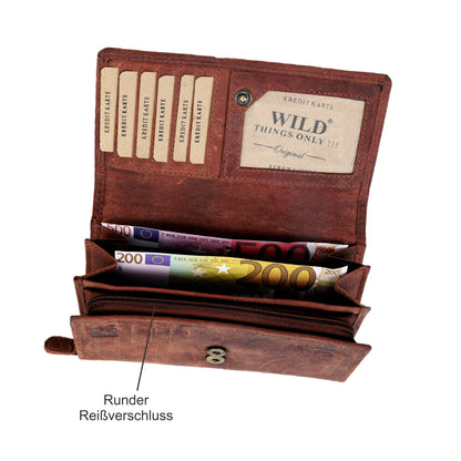 Echt Leder Geldbörse Damen Geldbeutel Luxus Büffelleder Portemonnaie Brieftasche