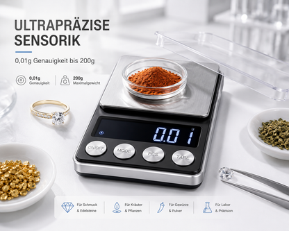 Digitale Feinwaage Taschenwaage 500 g 0,01 Waage Goldwaage Briefwaage Präzision