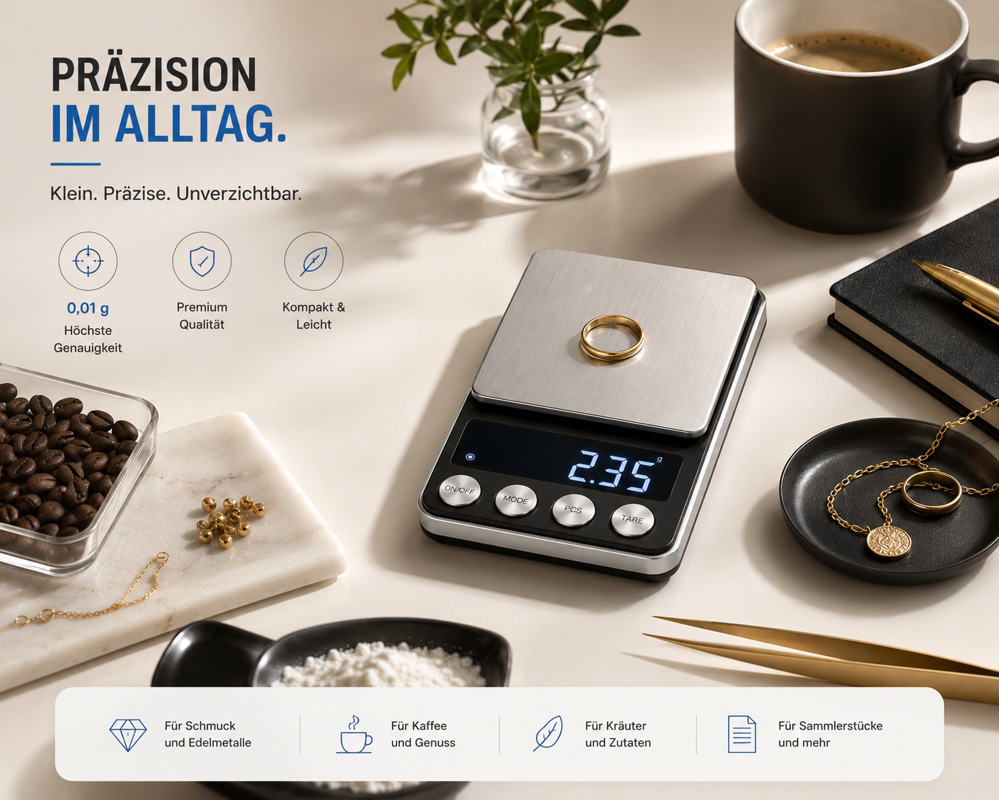Digitale Feinwaage Taschenwaage 500 g 0,01 Waage Goldwaage Briefwaage Präzision