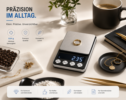 Digitale Feinwaage Taschenwaage 500 g 0,01 Waage Goldwaage Briefwaage Präzision