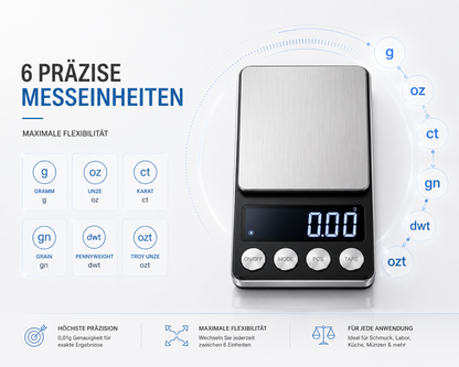 Digitale Feinwaage Taschenwaage 500 g 0,01 Waage Goldwaage Briefwaage Präzision