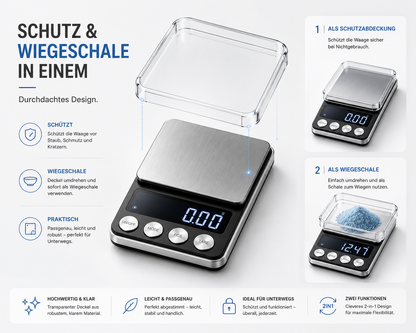Digitale Feinwaage Taschenwaage 500 g 0,01 Waage Goldwaage Briefwaage Präzision