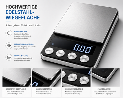 Digitale Feinwaage Taschenwaage 500 g 0,01 Waage Goldwaage Briefwaage Präzision