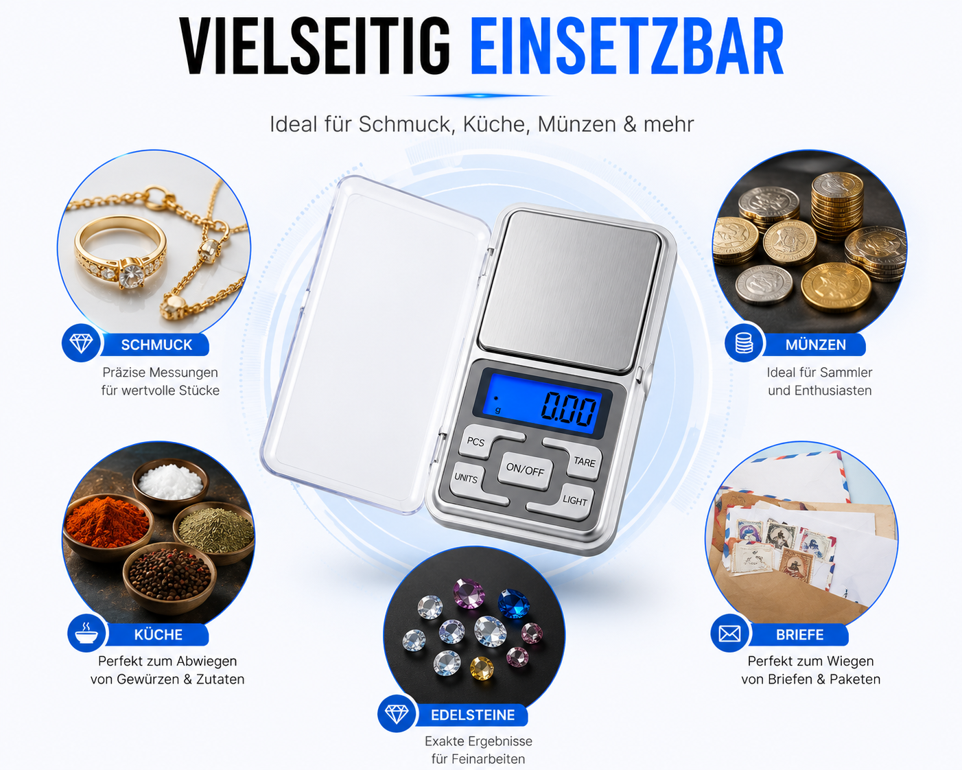 Digitale Feinwaage Taschenwaage bis 500 g 0,01 Waage Goldwaage Briefwaage Präzisionswaage