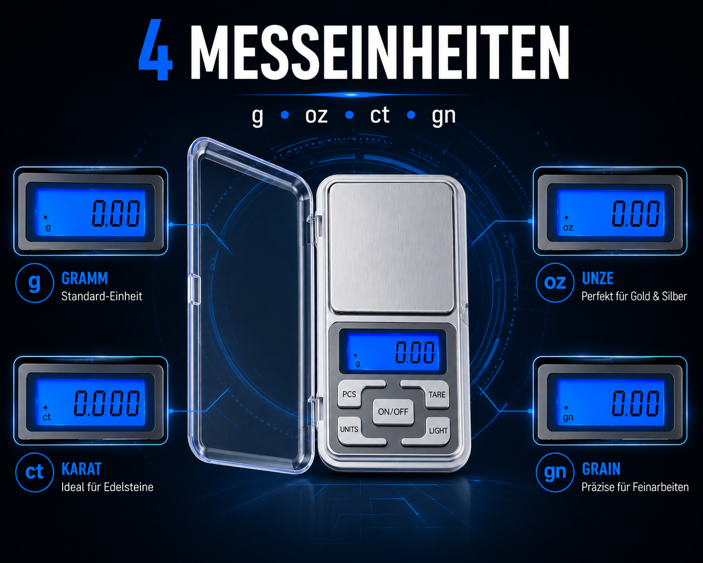 Digitale Feinwaage Taschenwaage bis 500 g 0,01 Waage Goldwaage Briefwaage Präzisionswaage