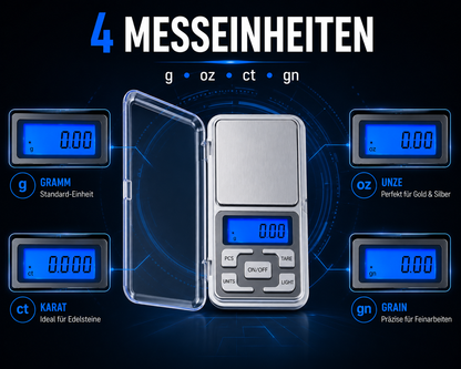 Digitale Feinwaage Taschenwaage bis 500 g 0,01 Waage Goldwaage Briefwaage Präzisionswaage