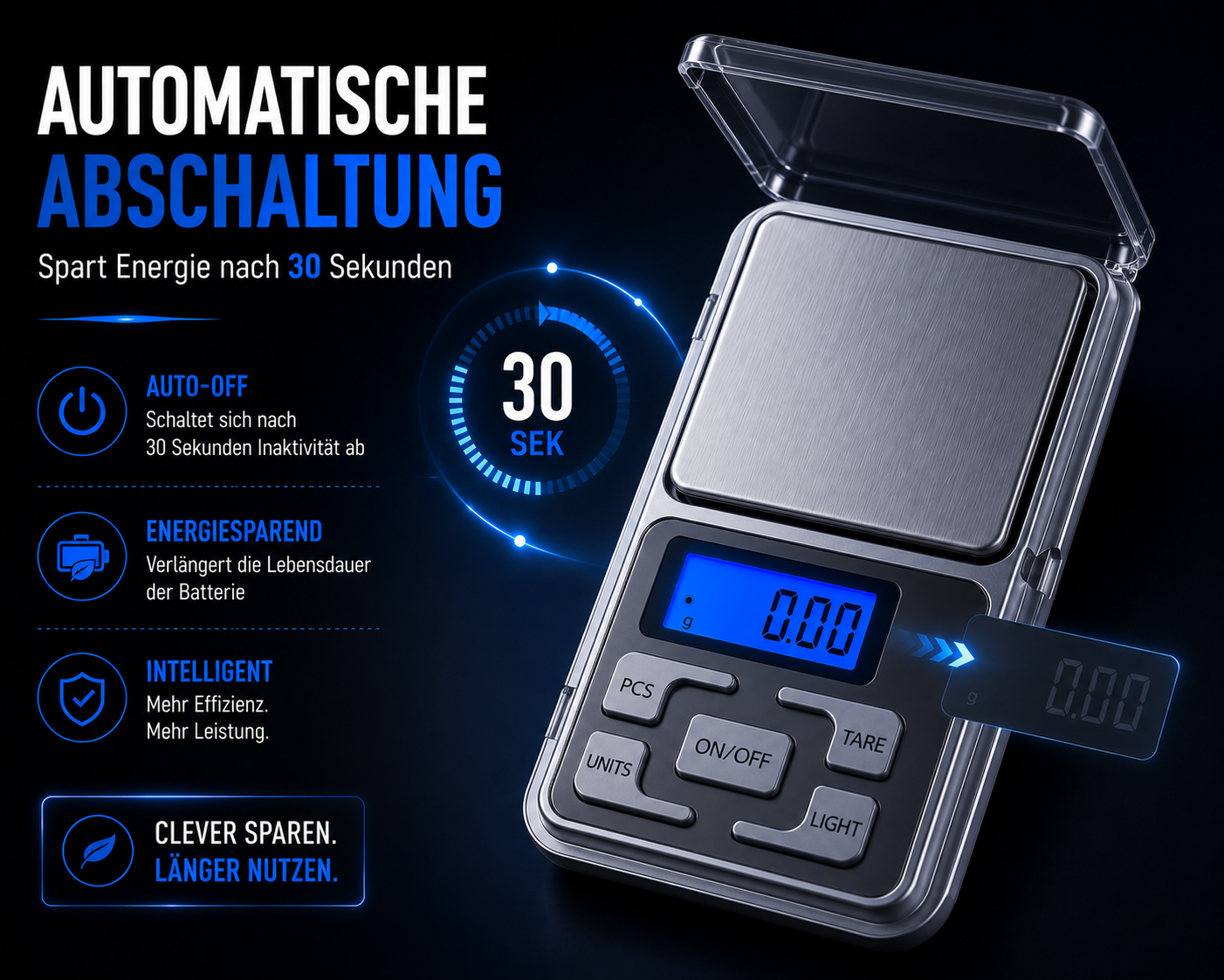 Digitale Feinwaage Taschenwaage bis 500 g 0,01 Waage Goldwaage Briefwaage Präzisionswaage