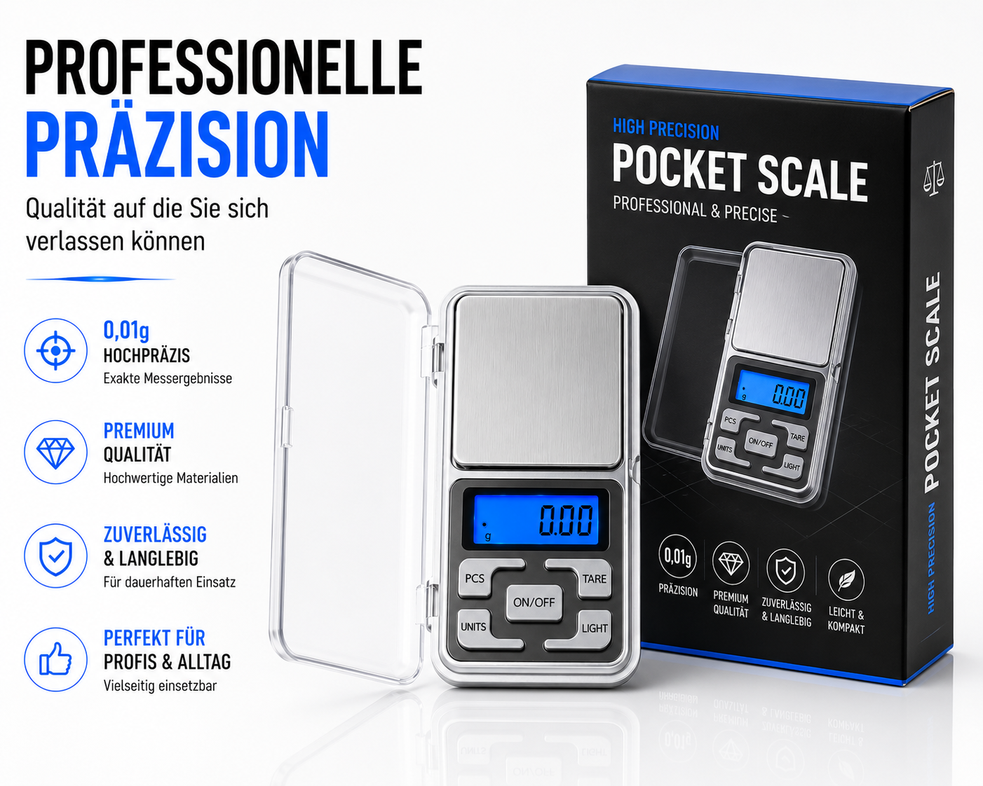 Digitale Feinwaage Taschenwaage bis 500 g 0,01 Waage Goldwaage Briefwaage Präzisionswaage