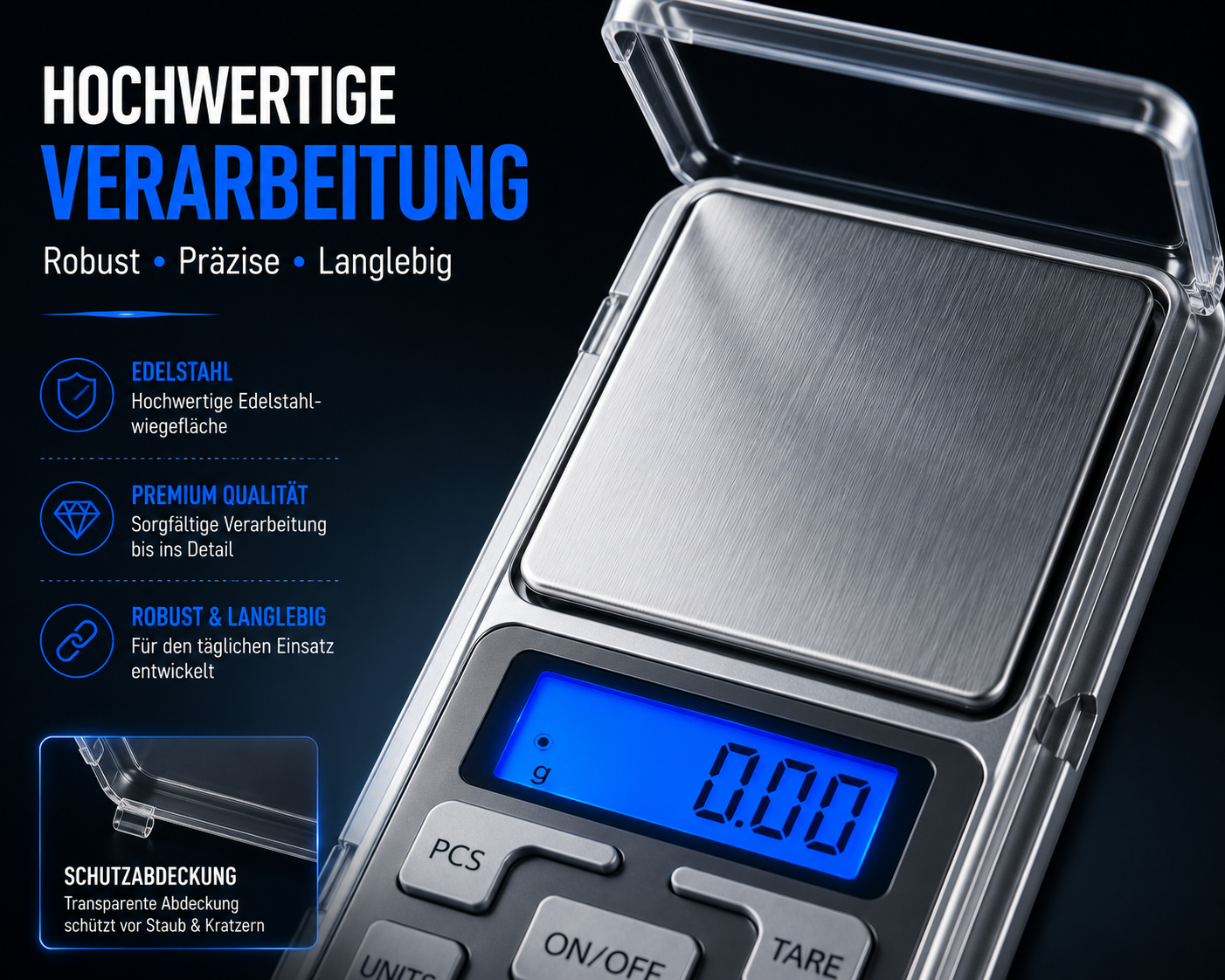 Digitale Feinwaage Taschenwaage bis 500 g 0,01 Waage Goldwaage Briefwaage Präzisionswaage