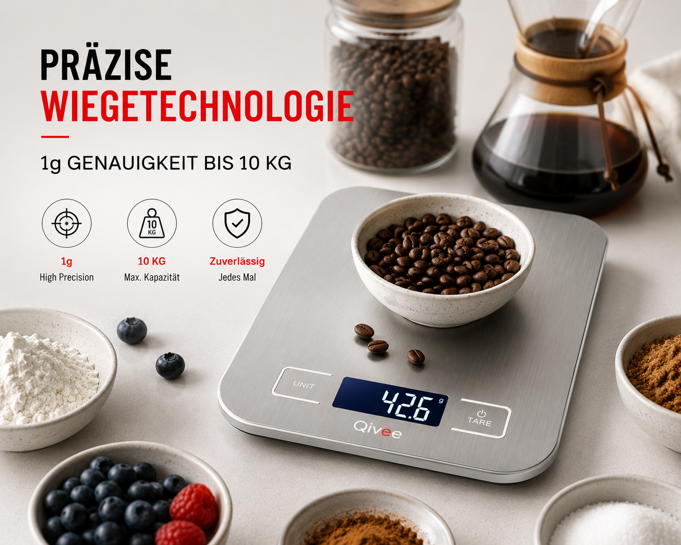 Digitale Küchenwaage Haushaltswaage Digitalwaage Küchen Waage 10kg / 1 Gramm