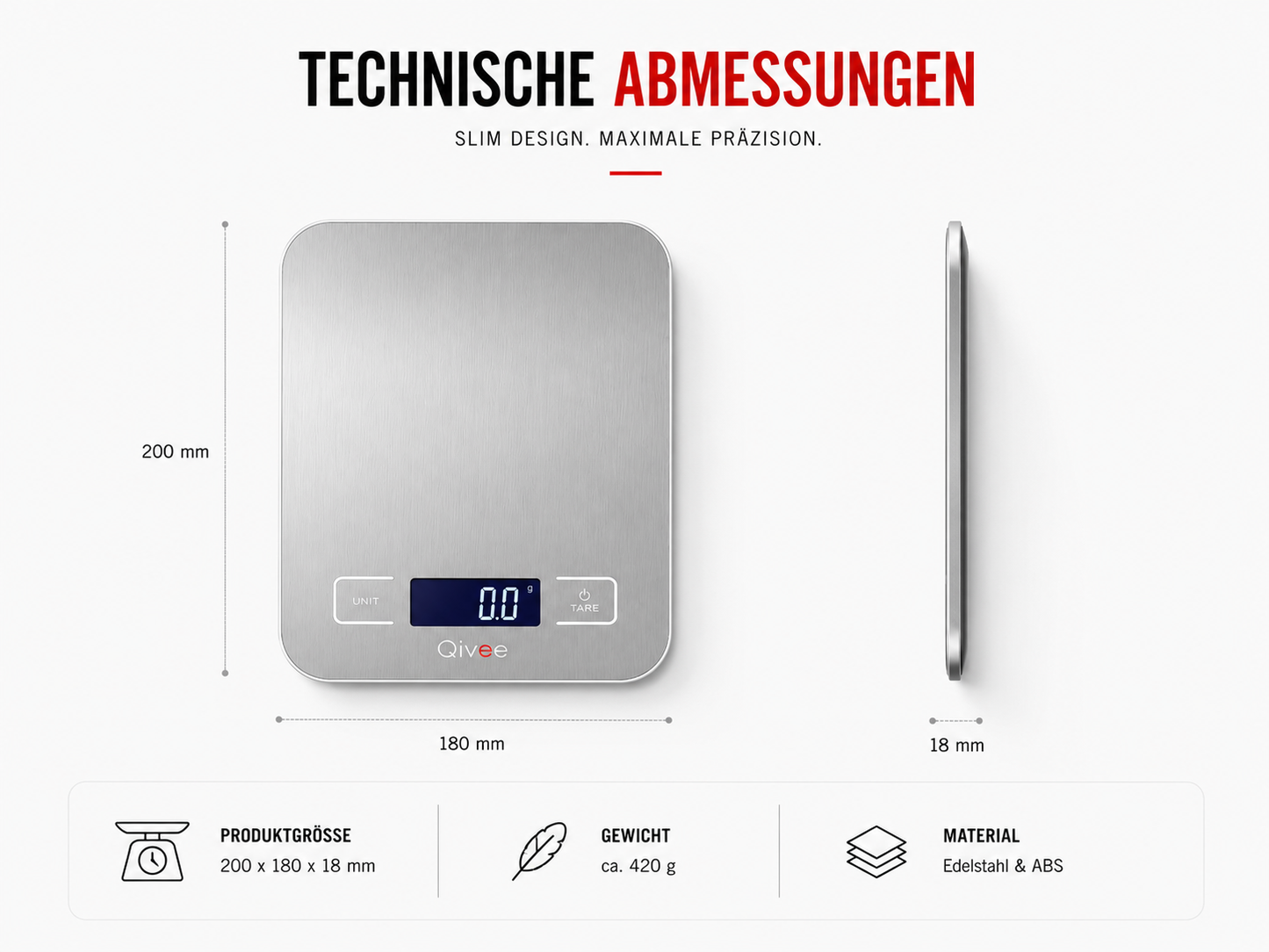Digitale Küchenwaage Haushaltswaage Digitalwaage Küchen Waage 10kg / 1 Gramm