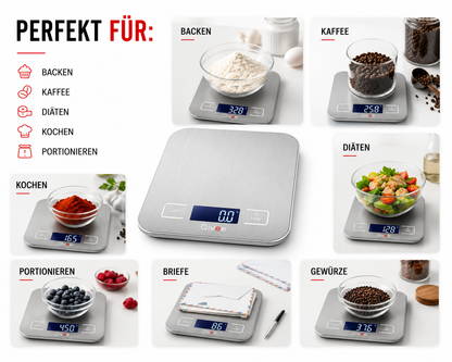 Digitale Küchenwaage Haushaltswaage Digitalwaage Küchen Waage 10kg / 1 Gramm
