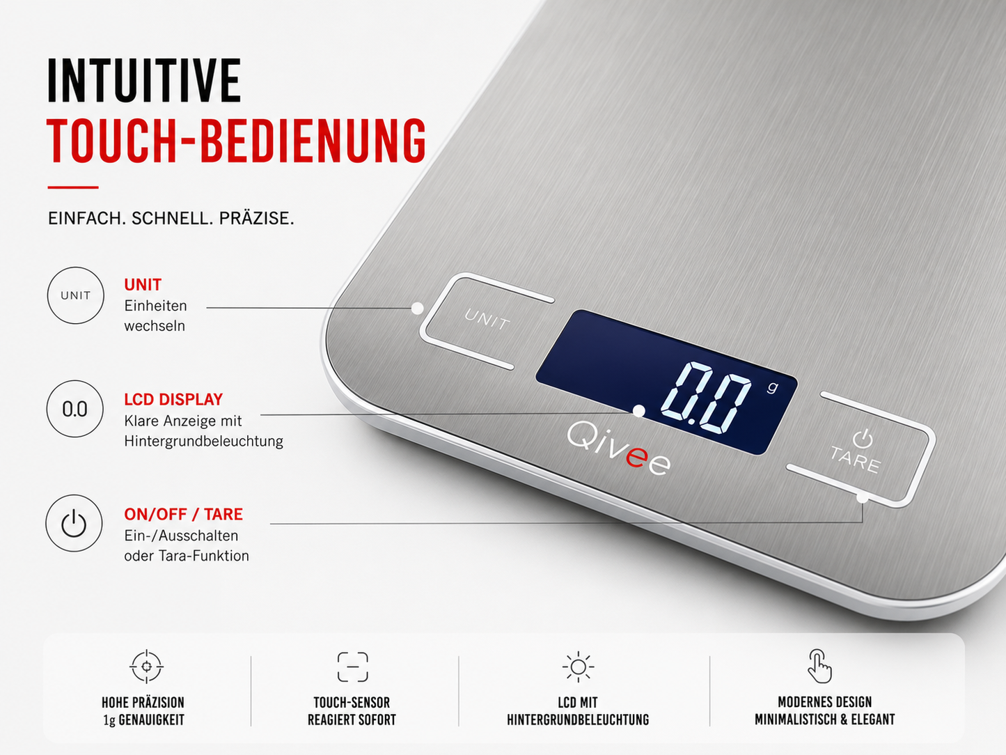 Digitale Küchenwaage Haushaltswaage Digitalwaage Küchen Waage 10kg / 1 Gramm