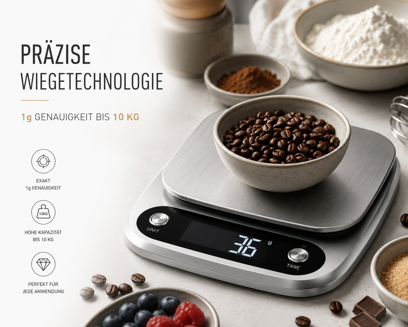 Digitale Küchenwaage Haushaltswaage Digitalwaage Küchen Waage 10kg / 1 Gramm
