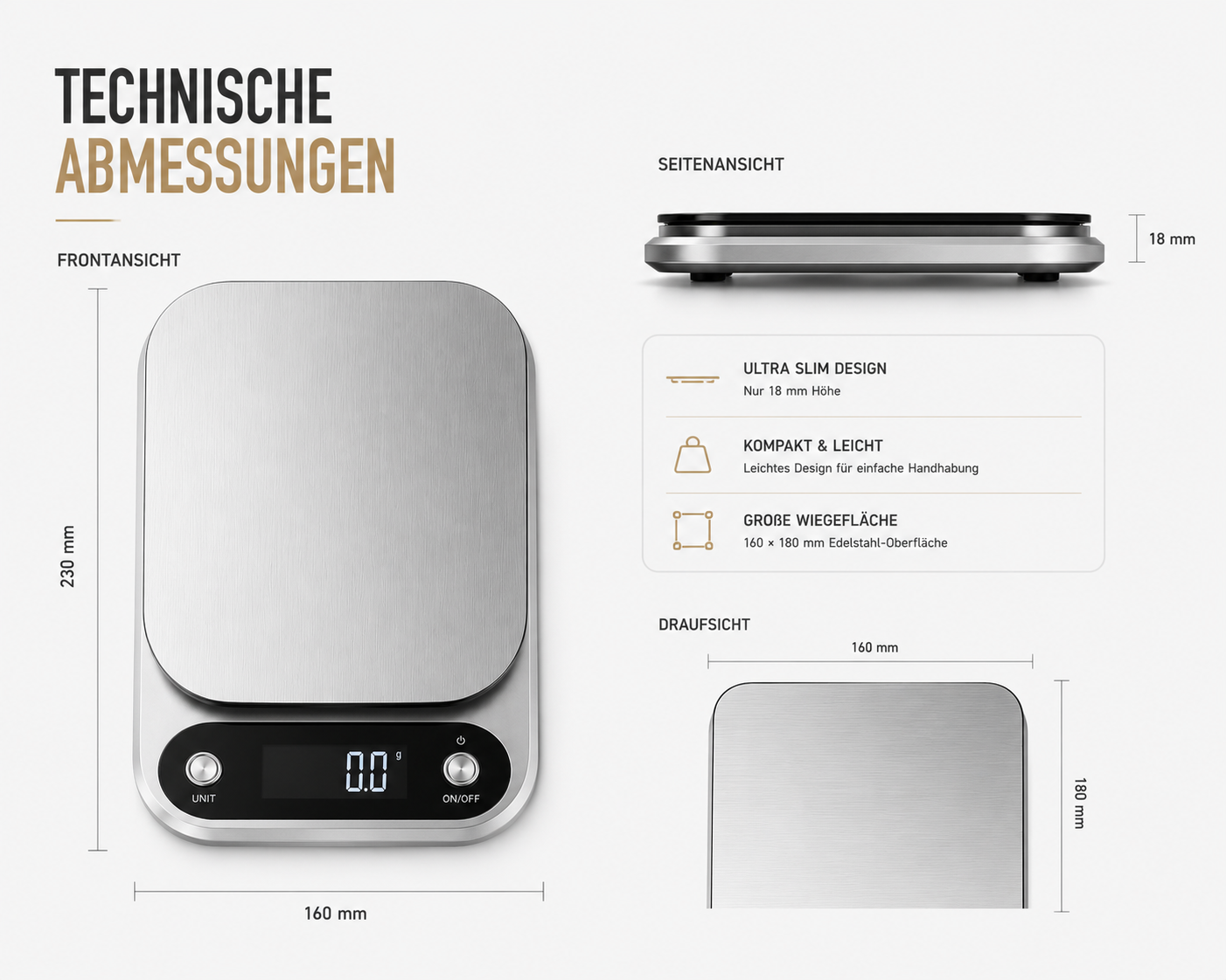 Digitale Küchenwaage Haushaltswaage Digitalwaage Küchen Waage 10kg / 1 Gramm