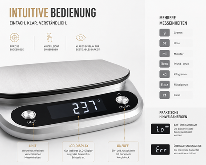Digitale Küchenwaage Haushaltswaage Digitalwaage Küchen Waage 10kg / 1 Gramm