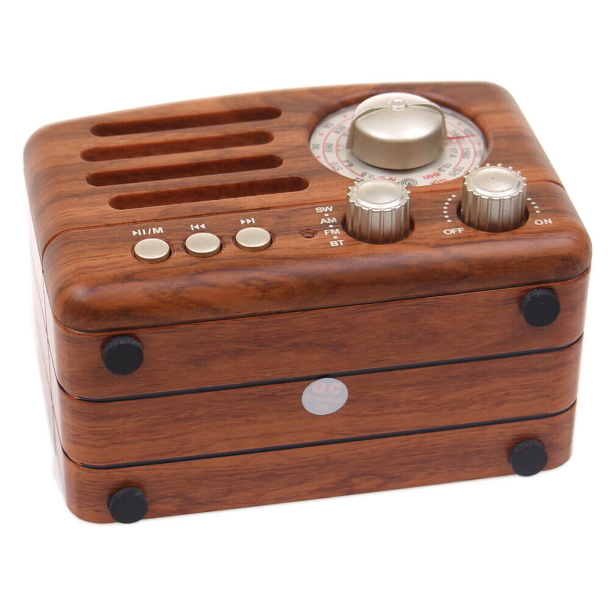 Drei Band Retro Radio AUX-IN Bluetooth USB/SD/TF MP3 mit Akku Holz Gehäuse
