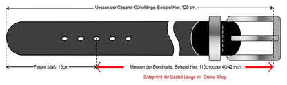 Echt Leder Gürtel 4 cm Herren Damen Ledergürtel bis 115 cm Kürzbar Jeans Schwarz