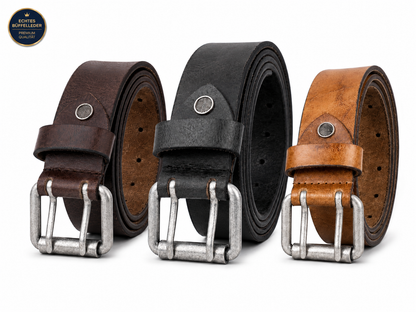 VELARIO Echtleder Gürtel Herren 4 cm kürzbar Schwarz Braun Cognac Jeans