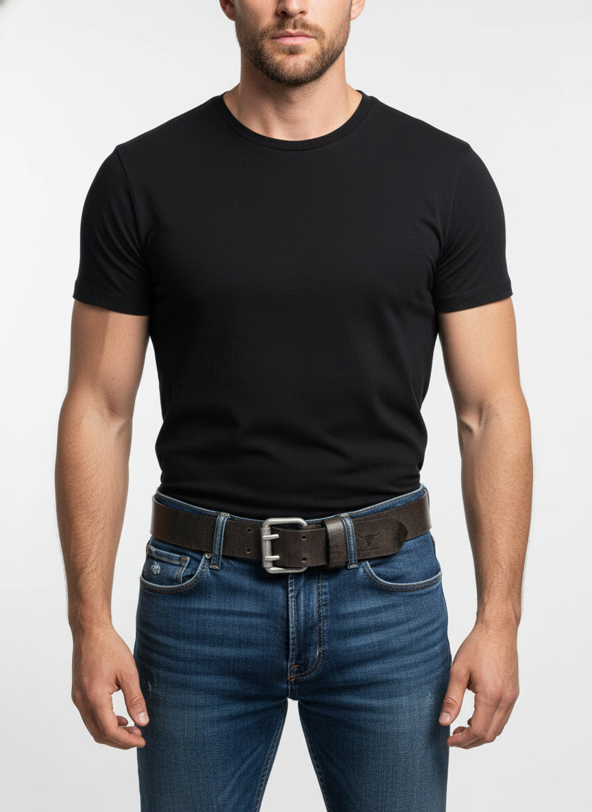Echt Leder Gürtel Herren Damen Ledergürtel Schwarz 4cm für Anzug, Jeans Kürzbar