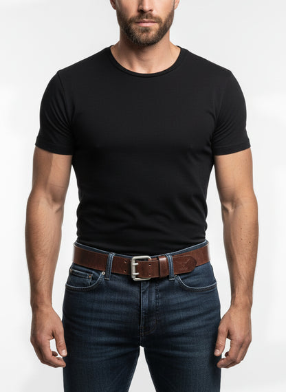 Echt Leder Gürtel Herren Damen Ledergürtel Schwarz 4cm für Anzug, Jeans Kürzbar