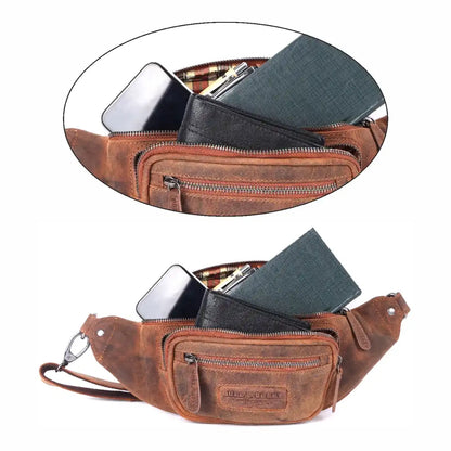 Bauchtasche Echt Leder Gürteltasche Hüfttasche Vintage Herren Damen BullBurry