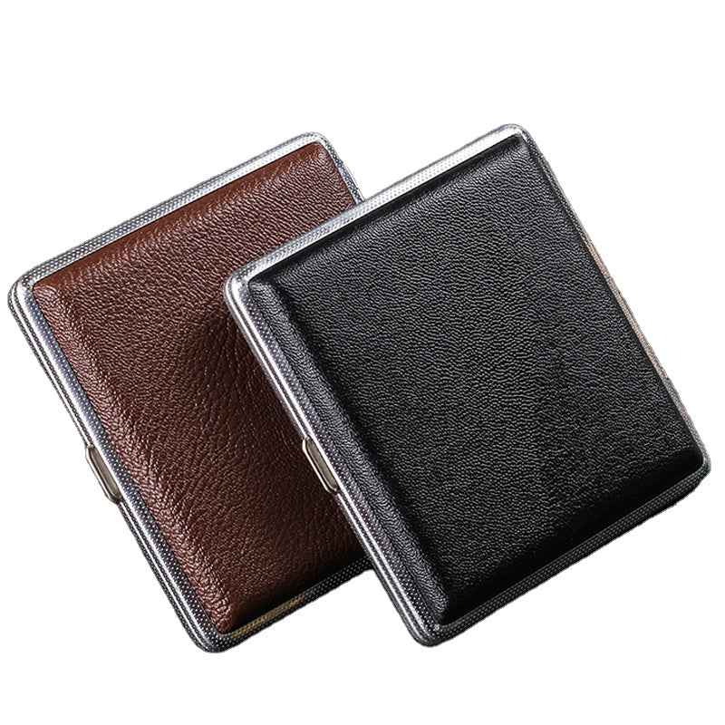 Leder Zigarettenetui Zigarettendose Edle Optik 20 Zigaretten Etui Box in Schwarz